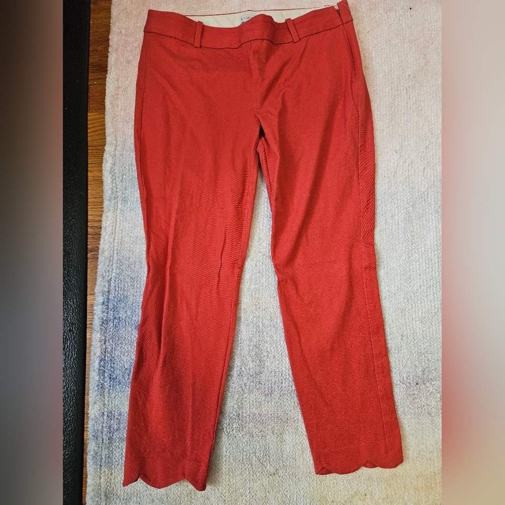 J Crew coral scalloped pants